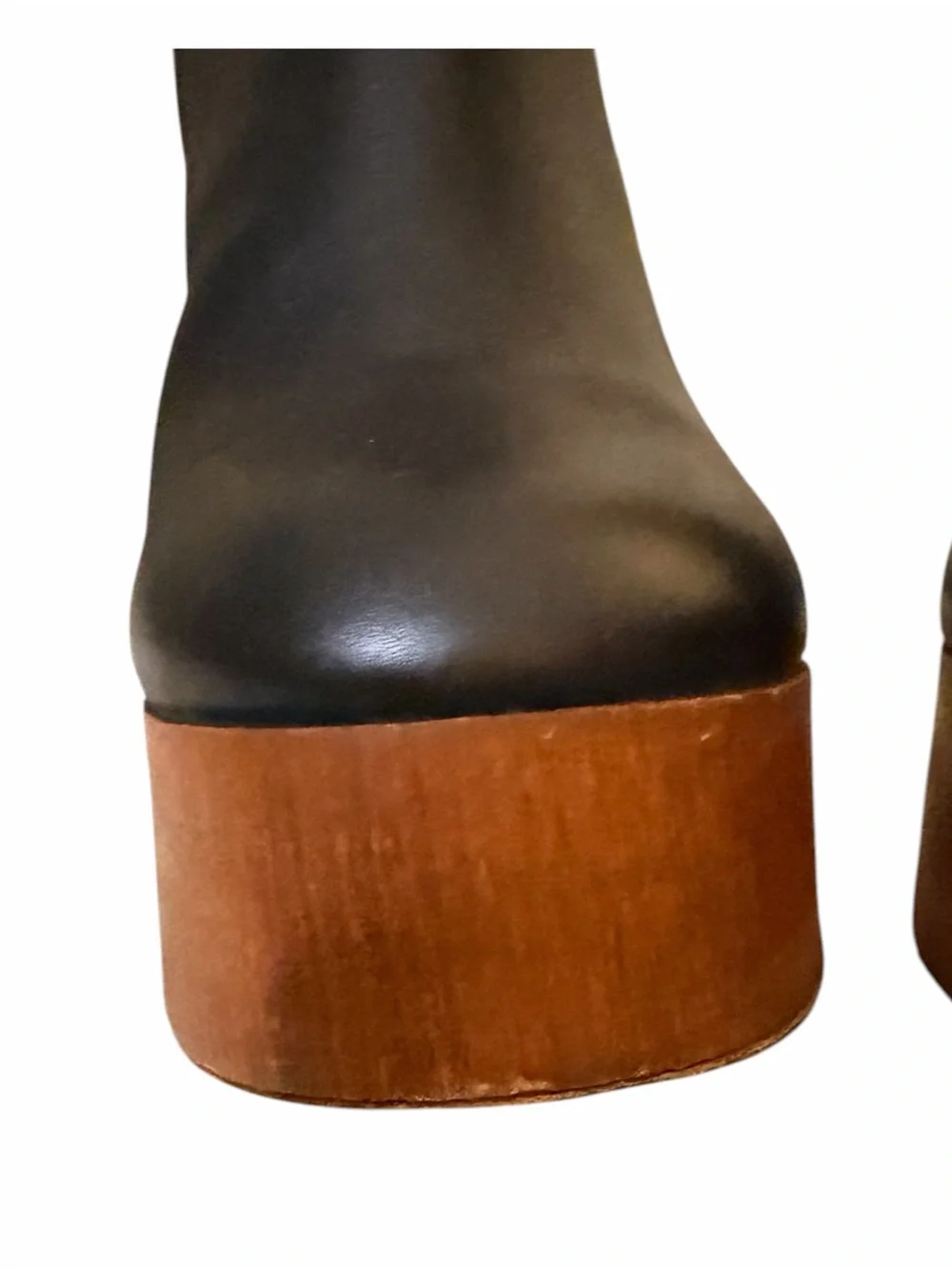Gia Borghini x Rosie Black Leather Wood Platform Boots EU 40 US 10